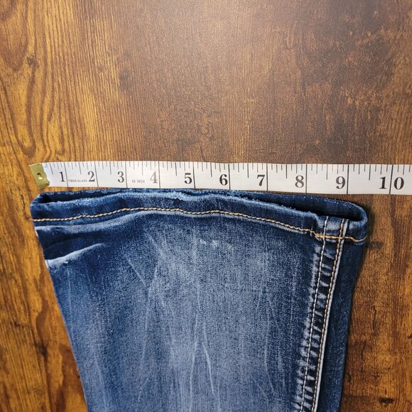 Amethyst Jeans Size 11 Zoey Flare Low Rise Thick Stitch Dark Wash Stretch - Picture 10 of 11